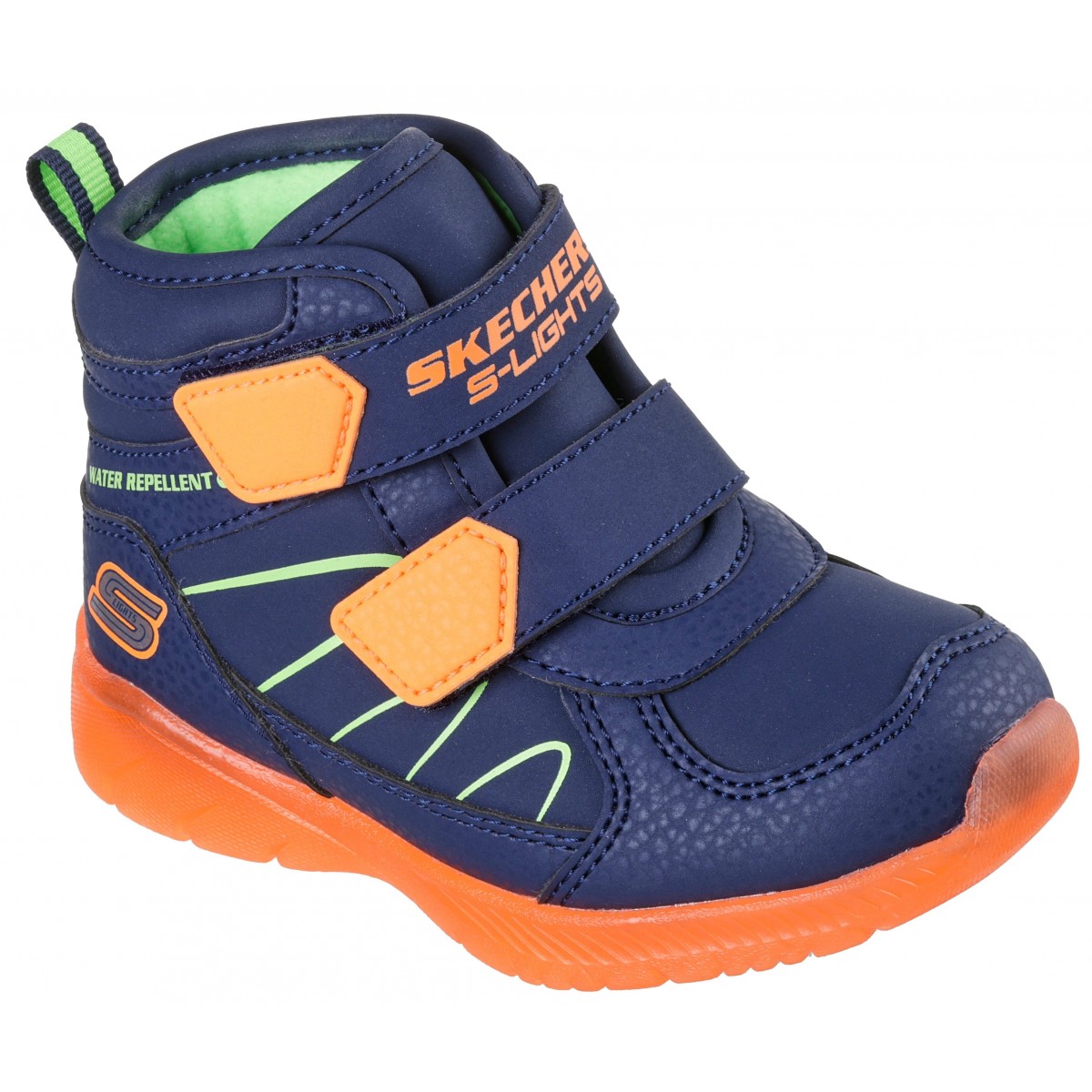 Cizme Skechers Illumibrights 407613N Navy Orange Copii, Piele