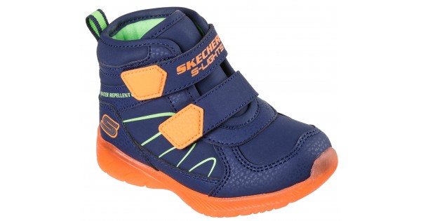 STEVEJ Cizme Skechers Illumibrights 407613N Navy Orange Copii, Piele