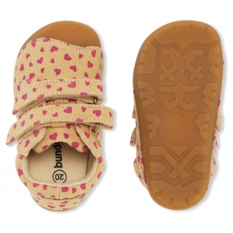 Pantofi Bundgaard BG101208 Petit Strap Canvas Beige Hearts