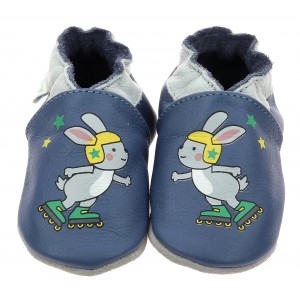 Pantofi Robeez Roller Rabbit Bleu Fonce Gris
