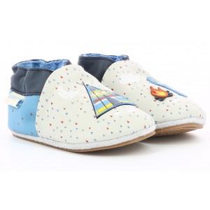 Pantofi Robeez Indian Tipi Beige Bleu Pantofi Robeez Indian Tipi Beige Bleu