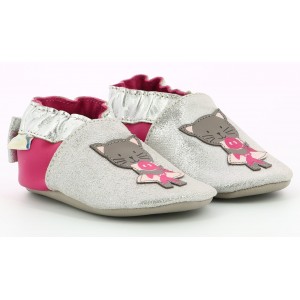 Pantofi Robeez Cat In Love Argent Fuchsia Pantofi Robeez Cat In Love Argent Fuchsia