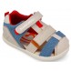 Sandale barefoot Biomecanics 262199-B827 Pique Beige Y Azul Marino