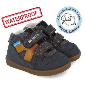 Ghete impermeabile barefoot Biomecanics 261152-A089Fb Nobuck Forro Borreguillo Azul Marino