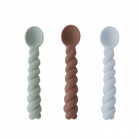 Set de tacâmuri din silicon - 3 bucăţi - OYOY MINI M107157 Dusty Blue Taupe Pale Mint