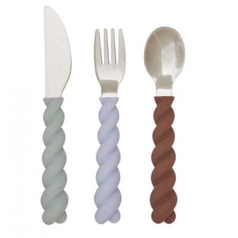 Set de tacâmuri din oţel inoxidabil - 3 piese - OYOY MINI M107332 Pale Mint Choko Ice Blue