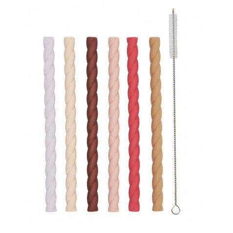 Set de paie din silicon - 6 bucăţi - OYOY MINI M107285 Cherry Red Vanilla