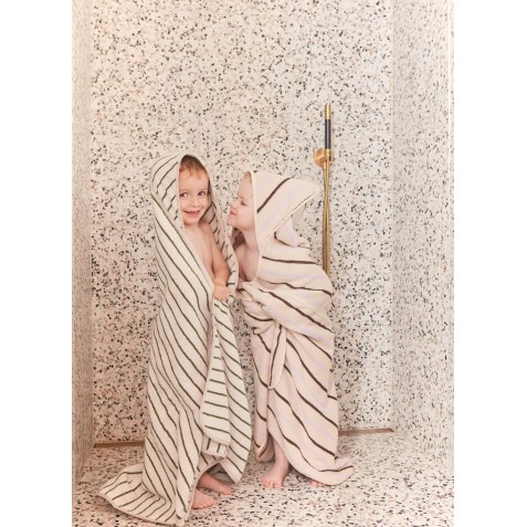 Prosop cu glugă din bumbac organic 100 x 100 cm OYOY MINI M107294 Purple Clay Brown