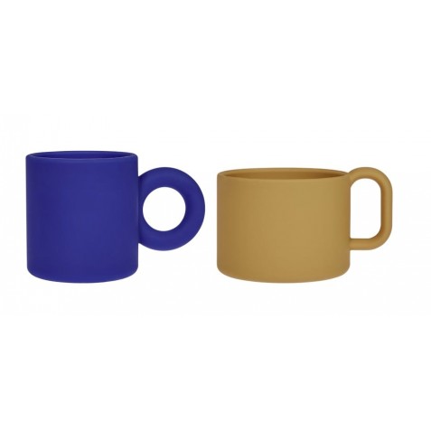 Cană din silicon cu mâner - 2 bucăţi - OYOY MINI M107417 Optic Blue Light Rubber