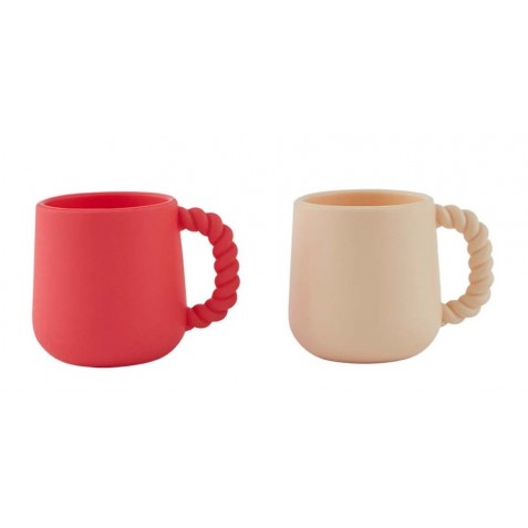 Cană din silicon cu mâner - 2 bucăţi - OYOY MINI M107189 Cherry Red Vanilla