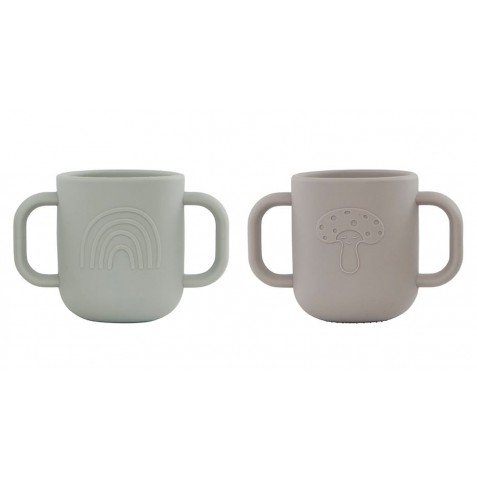 Cană din silicon cu mânere- 2 bucăţi - OYOY MINI M107083 Clay Pale Mint