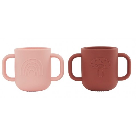 Cană din silicon cu mânere- 2 bucăţi - OYOY MINI M107084 Coral Nutmeg