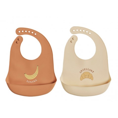 Bavetă din silicon - 2 bucăţi - OYOY MINI M107545 Caramel Butter