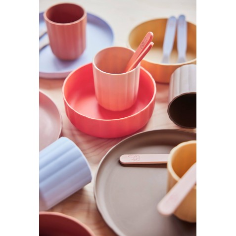 Farfurie și bol din silicon - 2 piese - OYOY MINI M107568 Rose Apricot