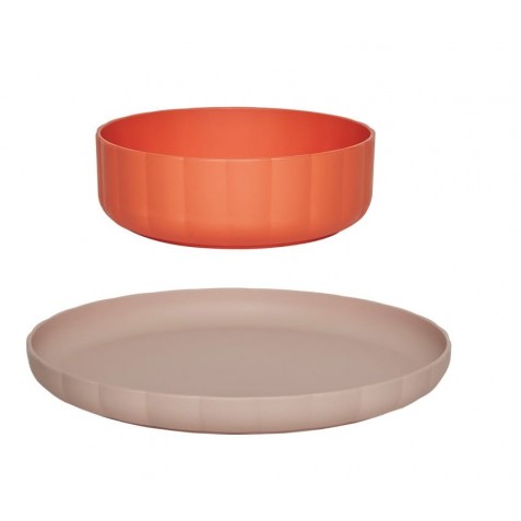 Farfurie și bol din silicon - 2 piese - OYOY MINI M107568 Rose Apricot