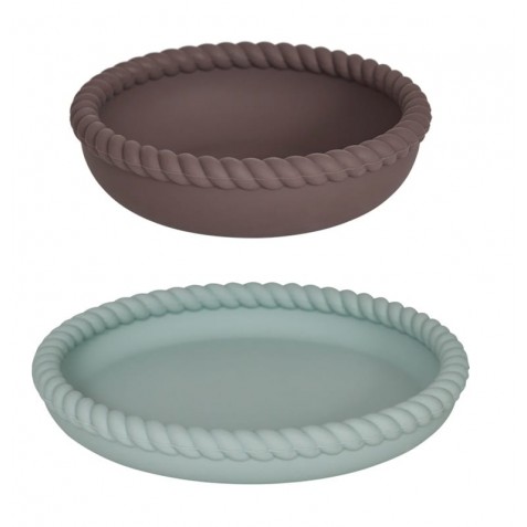 Farfurie și bol din silicon - 2 piese - OYOY MINI M107300 Pale Mint Choko
