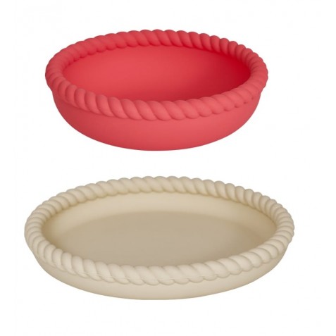 Farfurie și bol din silicon - 2 piese - OYOY MINI M107299 Vanilla Cherry Red