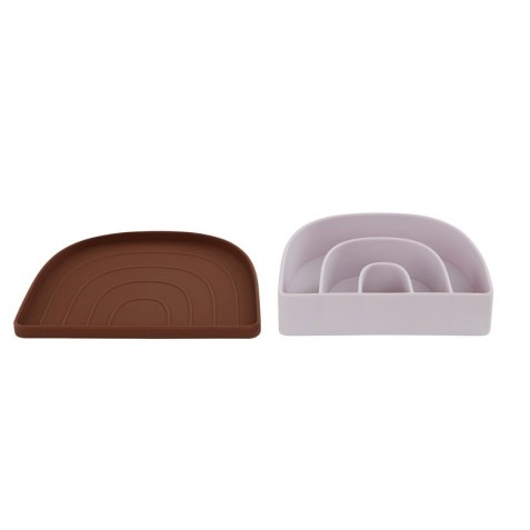Farfurie din silicon compartimentate - 2 piese - OYOY MINI M107099 Caramel Lavender