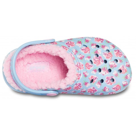Șlapi Crocs Classic Lined Graphic Clog K Chambray Blue/Carnation Șlapi Crocs Classic Lined Graphic Clog K Chambray Blue/Carnation