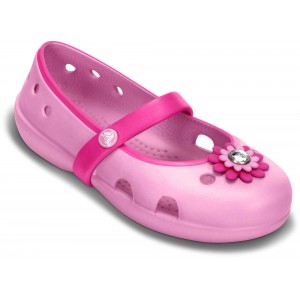 Sandale Crocs Keeley Petal Charm Flat PS Neon Magenta-Carnation Sandale Crocs Keeley Petal Charm Flat PS Neon Magenta-Carnation