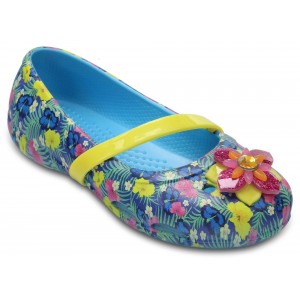 Sandale Crocs Lina Graphic Flat K Electric Blue Sandale Crocs Lina Graphic Flat K Electric Blue