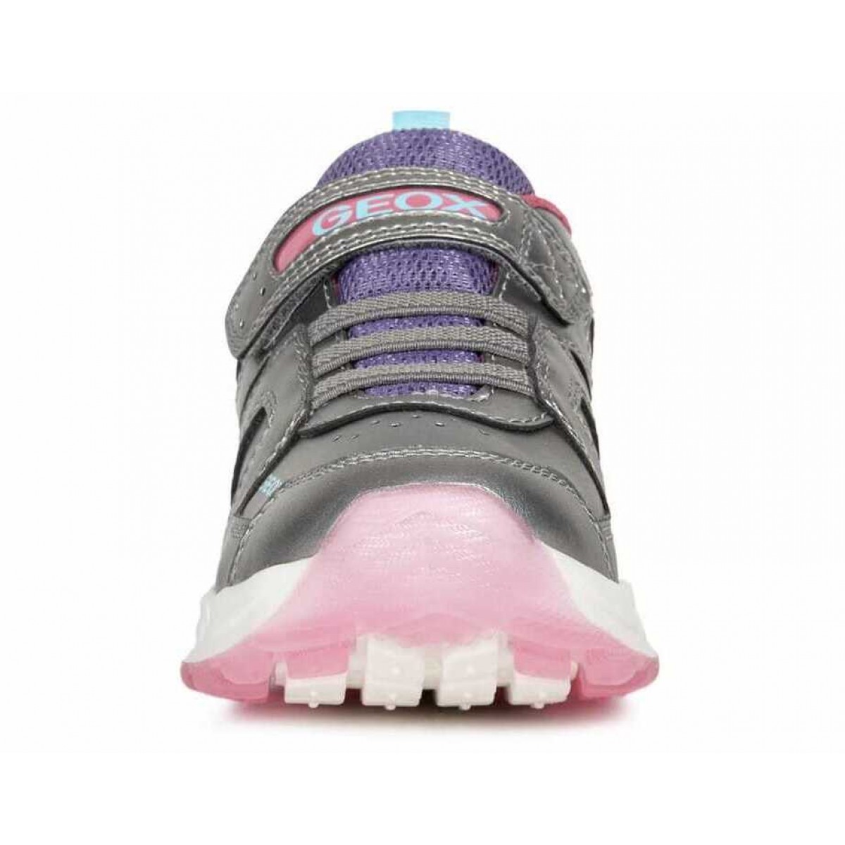 Sneakers Geox J Spaziale Girl Dark Silver Fuchsia Copii, Piele