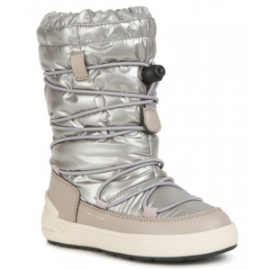 Cizme de zapadă Geox J Sleigh Girl B ABX Silver Beige Cizme de zapadă Geox J Sleigh Girl B ABX Silver Beige